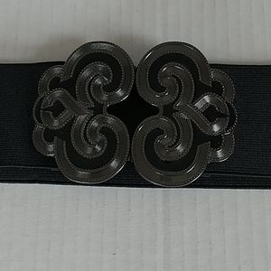 Black Gun metal elastic buckle Belt sz ML